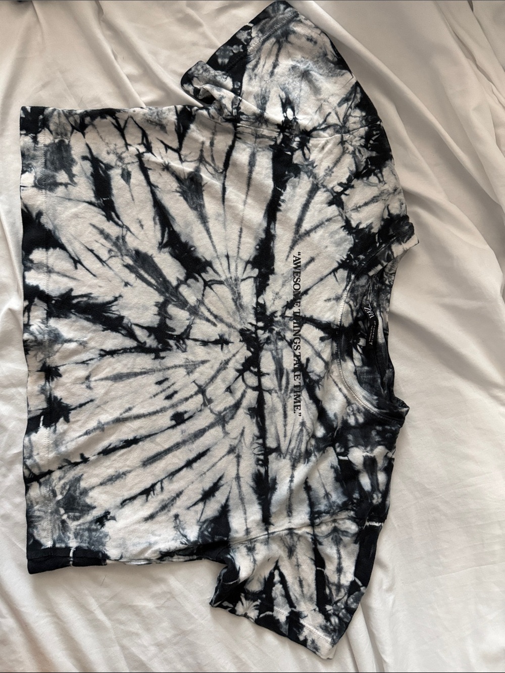 Zara Black & White Tie-Dye Tee